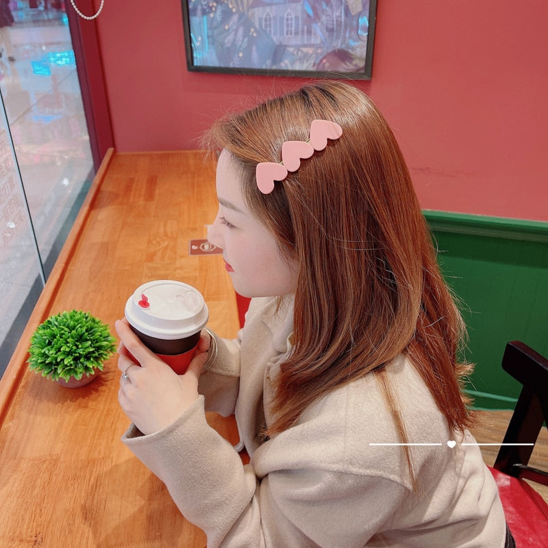 Korean Style Heart Shaped Hair Clips, 2-Pack by HitMyNeed