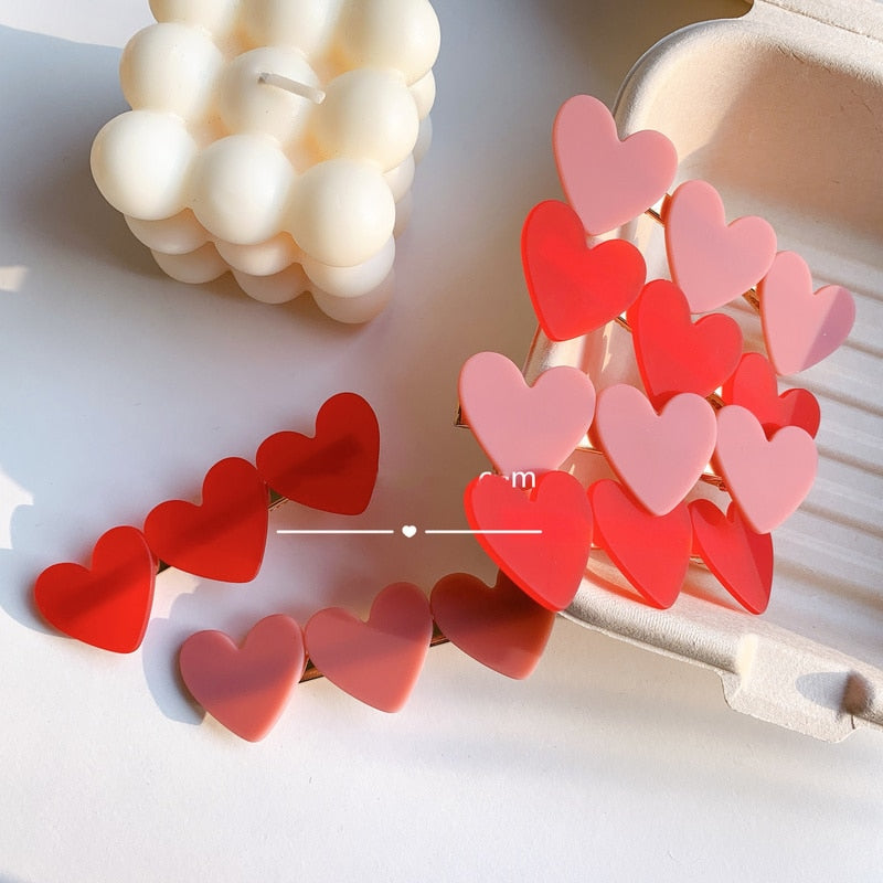 Korean Style Heart Shaped Hair Clips, 2-Pack by HitMyNeed