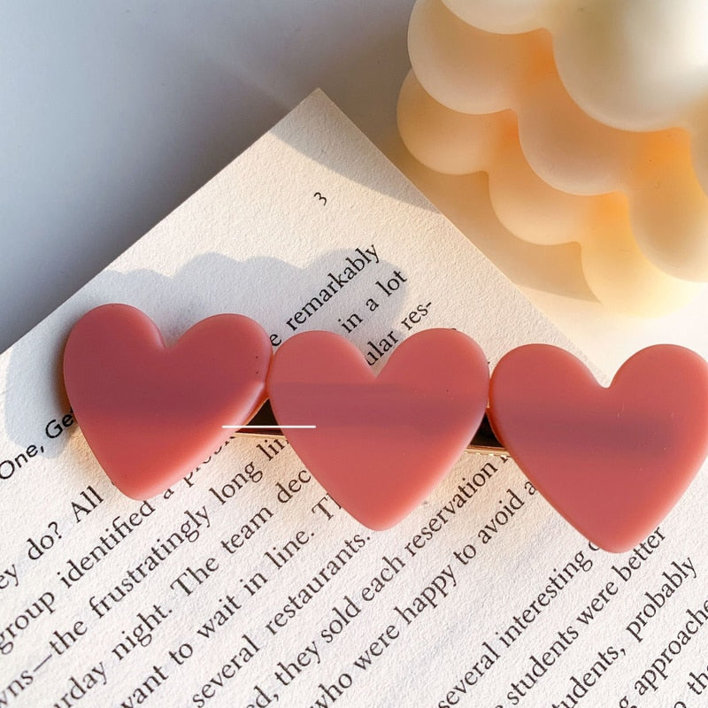 Korean Style Heart Shaped Hair Clips, 2-Pack by HitMyNeed