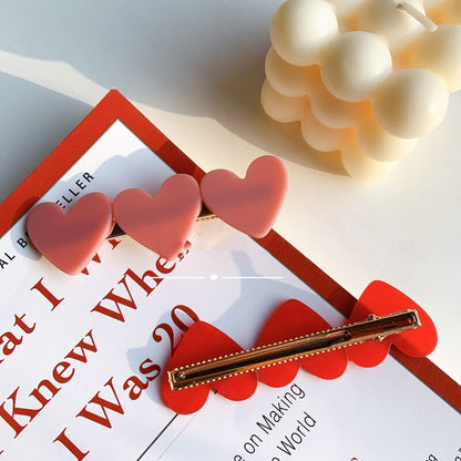 Korean Style Heart Shaped Hair Clips, 2-Pack by HitMyNeed