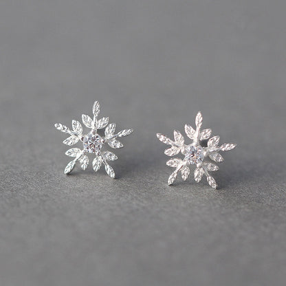 Korean Style Sterling Silver Snowflake Earrings by HitMyNeed