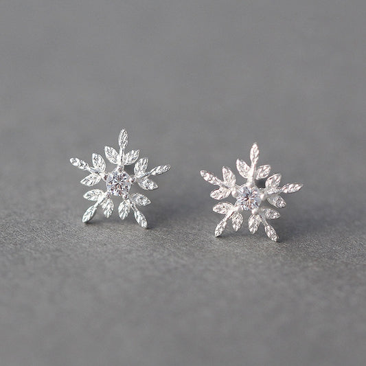 Korean Style Sterling Silver Snowflake Earrings by HitMyNeed