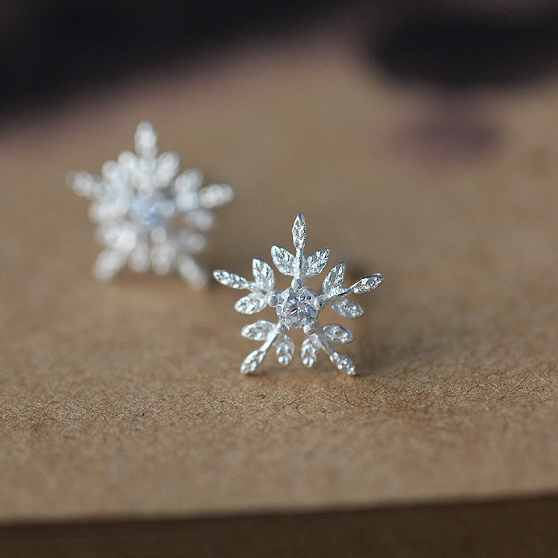 Korean Style Sterling Silver Snowflake Earrings by HitMyNeed