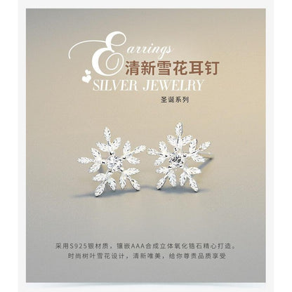 Korean Style Sterling Silver Snowflake Earrings by HitMyNeed