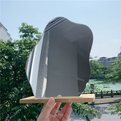 Korean Style Wavy Acrylic Mirror with Wooden Base by HitMyNeed