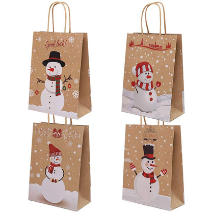 Kraft Paper Holiday Gift Bags with Snowman (12 Pack) by HitMyNeed