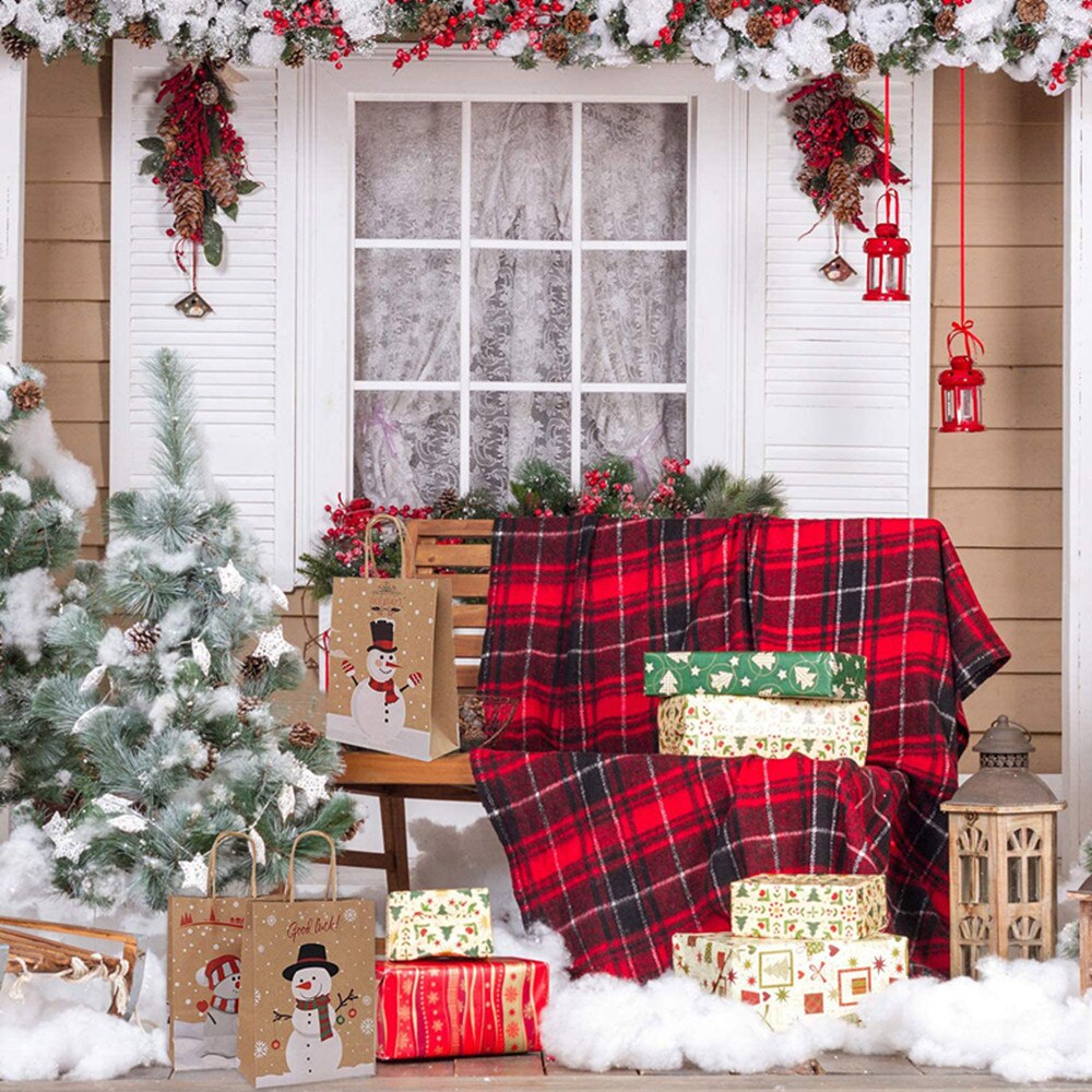 Kraft Paper Holiday Gift Bags with Snowman (12 Pack) by HitMyNeed