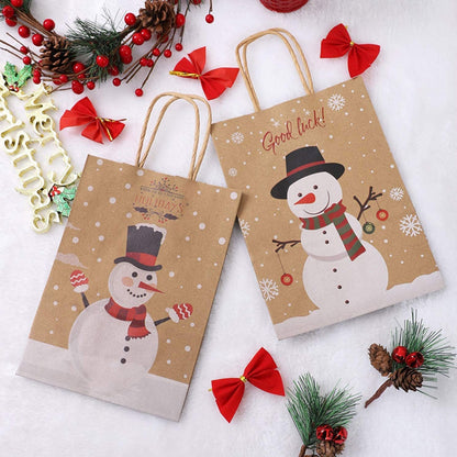 Kraft Paper Holiday Gift Bags with Snowman (12 Pack) by HitMyNeed