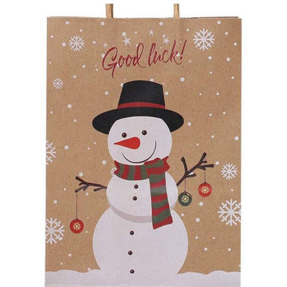 Kraft Paper Holiday Gift Bags with Snowman (12 Pack) by HitMyNeed