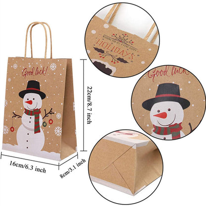 Kraft Paper Holiday Gift Bags with Snowman (12 Pack) by HitMyNeed