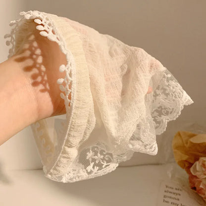 Lace Triangular Hair Scarf & Headband for Women beige by HitMyNeed