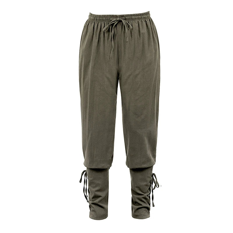 Lace Up Unisex Medieval Pants for Cosplay & Events armygreen xxl by HitMyNeed
