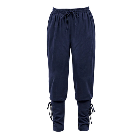 Lace Up Unisex Medieval Pants for Cosplay & Events blue s by HitMyNeed