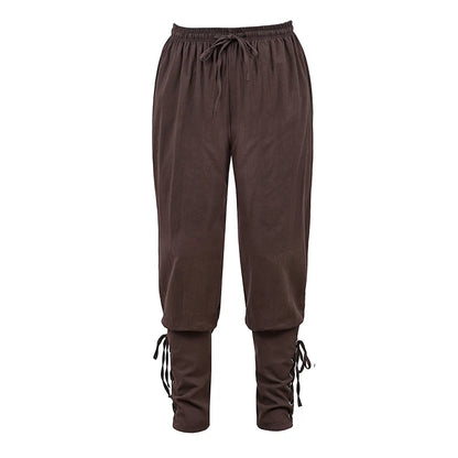 Lace Up Unisex Medieval Pants for Cosplay & Events brown s by HitMyNeed