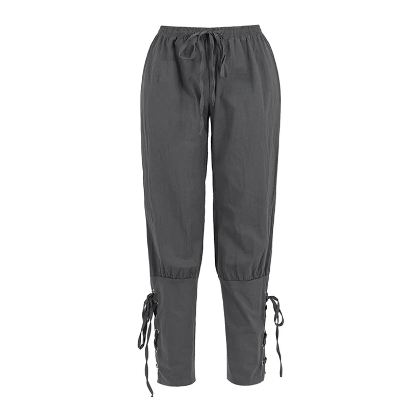 Lace Up Unisex Medieval Pants for Cosplay & Events gray xs by HitMyNeed