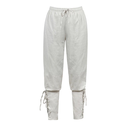 Lace Up Unisex Medieval Pants for Cosplay & Events white xs by HitMyNeed