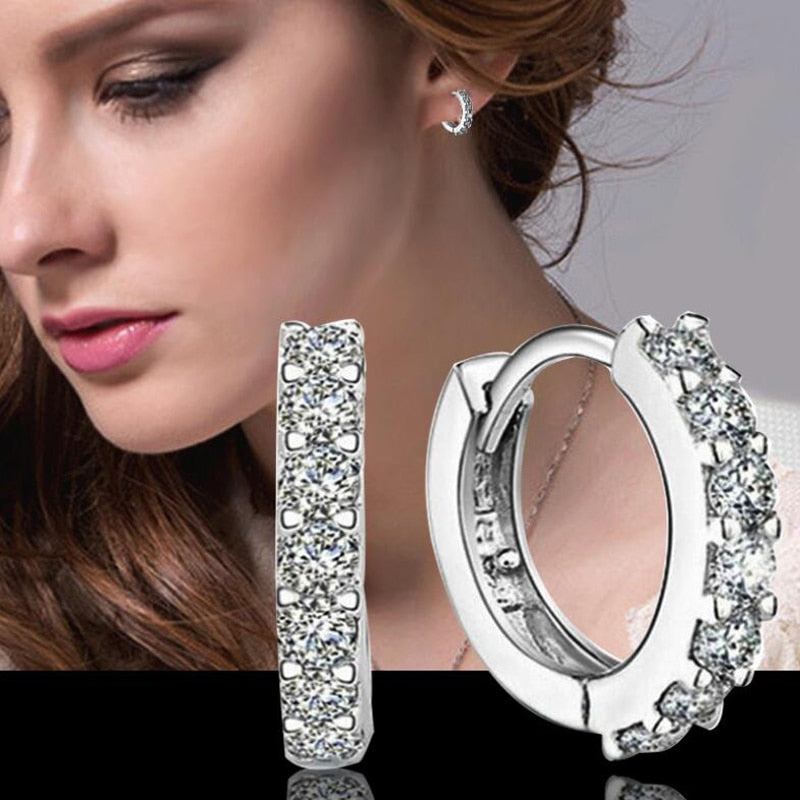 Ladies 13mm Sterling Silver Cubic Zirconia Earrings by HitMyNeed