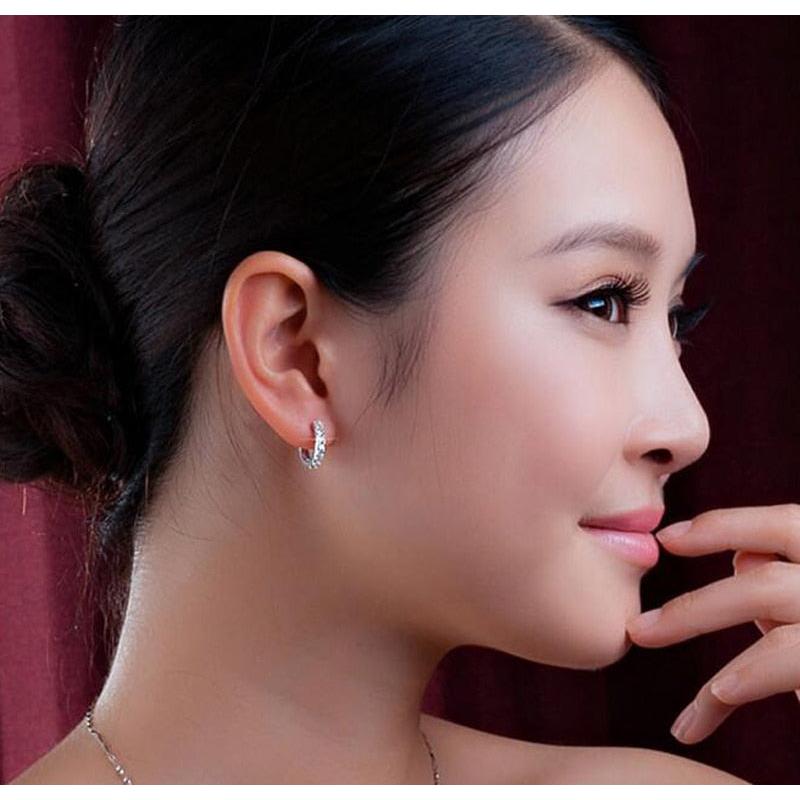 Ladies 13mm Sterling Silver Cubic Zirconia Earrings by HitMyNeed