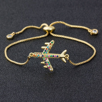 Ladies Adjustable Airplane Bracelet gold by HitMyNeed