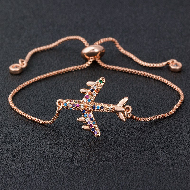 Ladies Adjustable Airplane Bracelet rose-gold by HitMyNeed