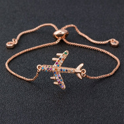 Ladies Adjustable Airplane Bracelet rose-gold by HitMyNeed