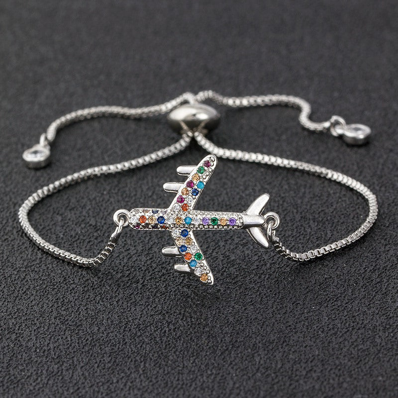 Ladies Adjustable Airplane Bracelet silver by HitMyNeed