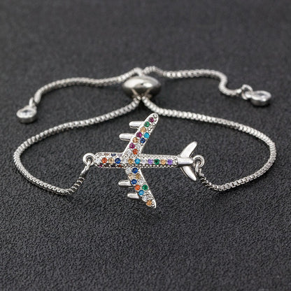 Ladies Adjustable Airplane Bracelet silver by HitMyNeed