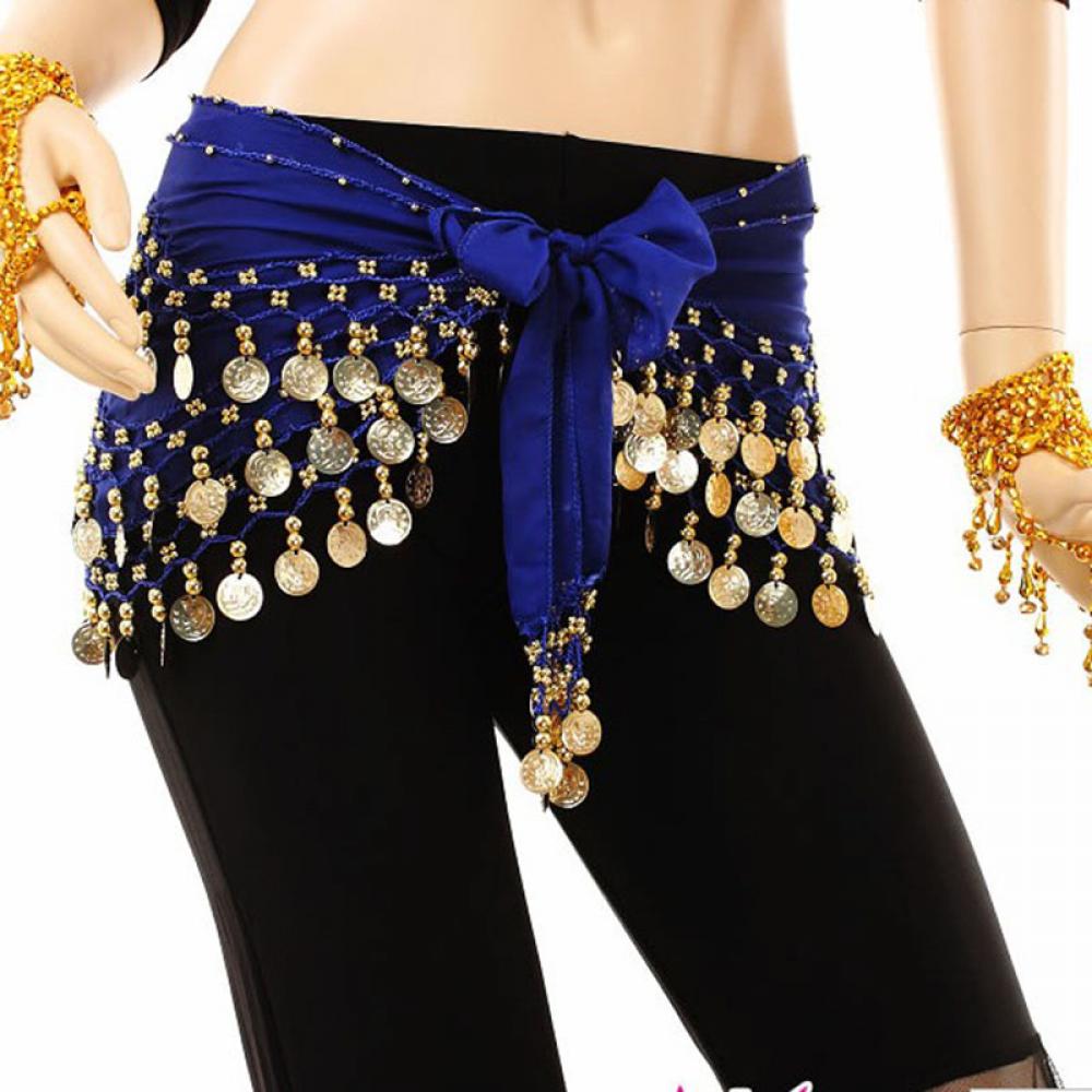 Ladies Chiffon Belly Dance Coin Hip Scarf Skirt by HitMyNeed