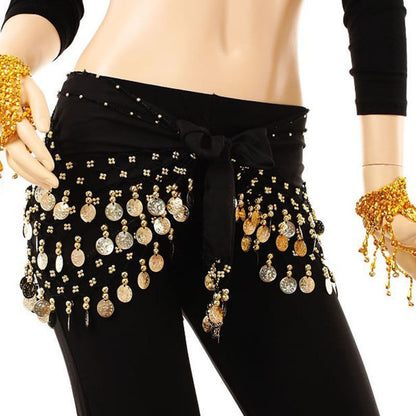 Ladies Chiffon Belly Dance Coin Hip Scarf Skirt by HitMyNeed