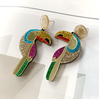 Ladies Colorful Acrylic Parrot Drop Earrings by HitMyNeed