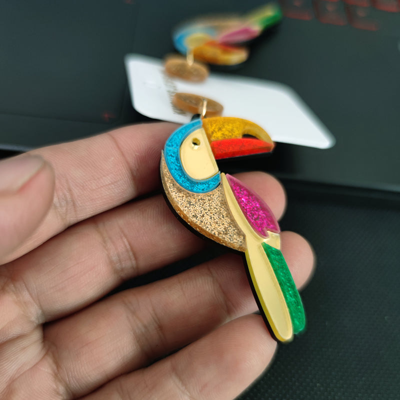 Ladies Colorful Acrylic Parrot Drop Earrings by HitMyNeed