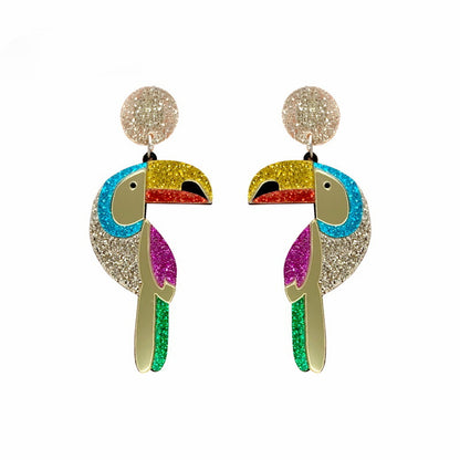 Ladies Colorful Acrylic Parrot Drop Earrings by HitMyNeed