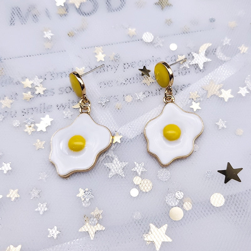 Ladies Cute Fried Egg Drop Earrings by HitMyNeed