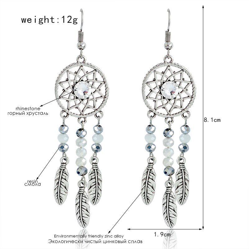 Ladies Dreamcatcher Earrings with Rhinestones by HitMyNeed