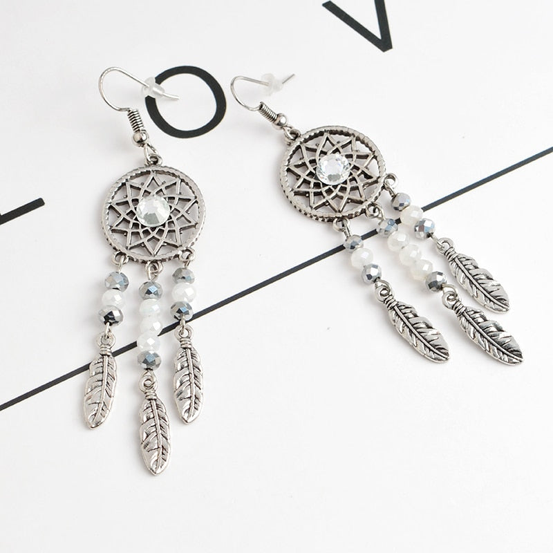 Ladies Dreamcatcher Earrings with Rhinestones by HitMyNeed