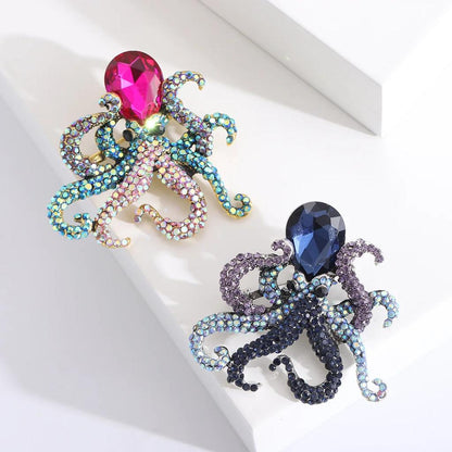 Ladies Elegant Octopus Rhinestone Brooch Pin by HitMyNeed