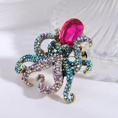 Ladies Elegant Octopus Rhinestone Brooch Pin by HitMyNeed
