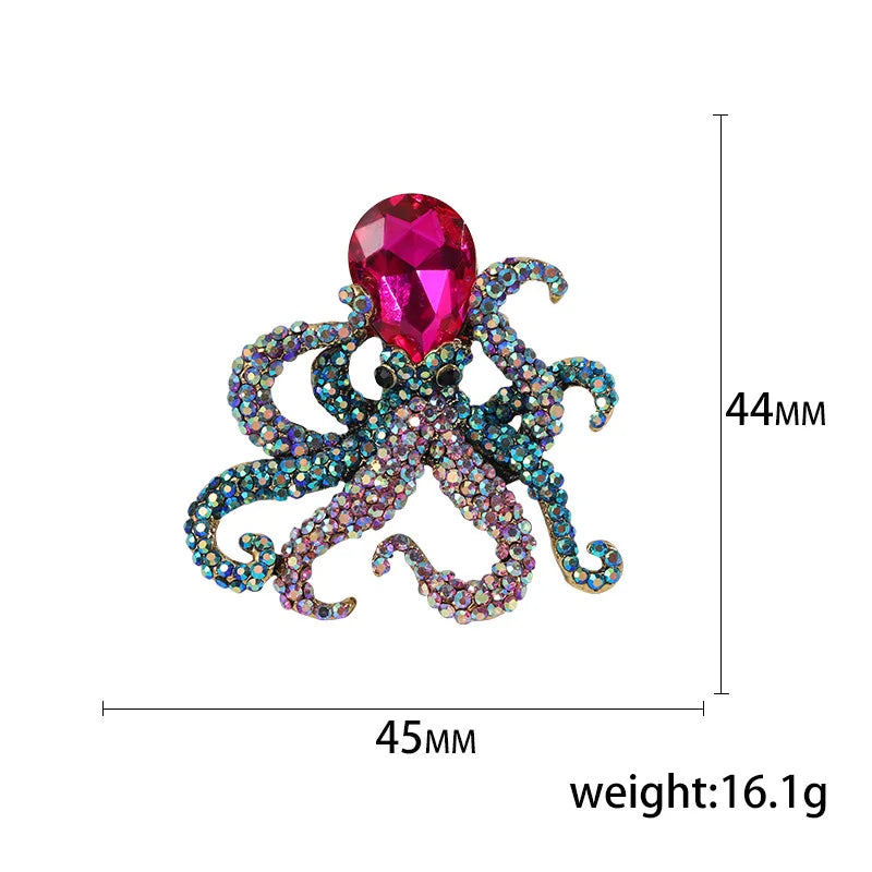 Ladies Elegant Octopus Rhinestone Brooch Pin by HitMyNeed