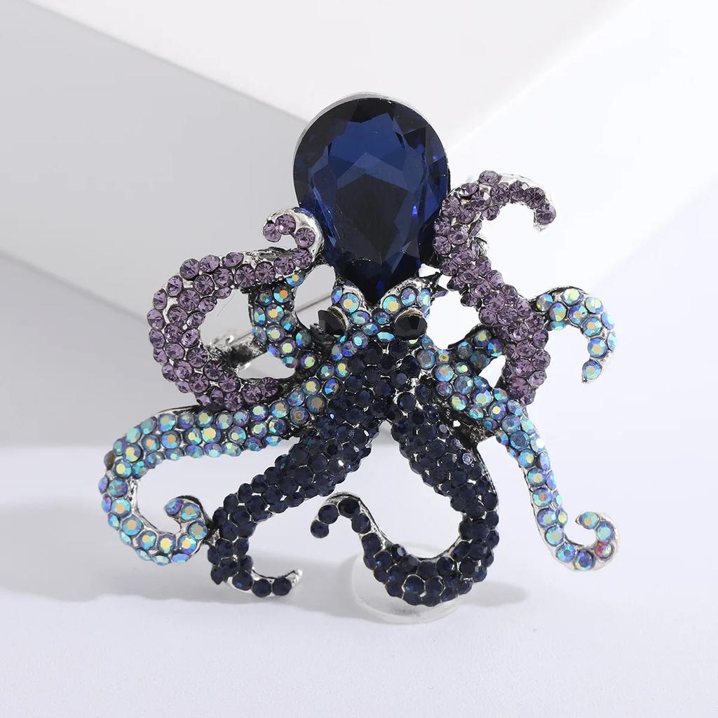Ladies Elegant Octopus Rhinestone Brooch Pin style-2 by HitMyNeed