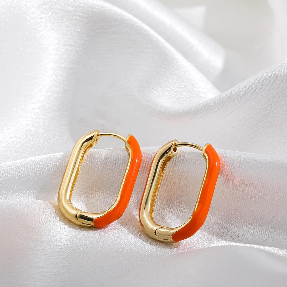 Ladies Elegant U-Shaped Hoop Earrings orange by HitMyNeed