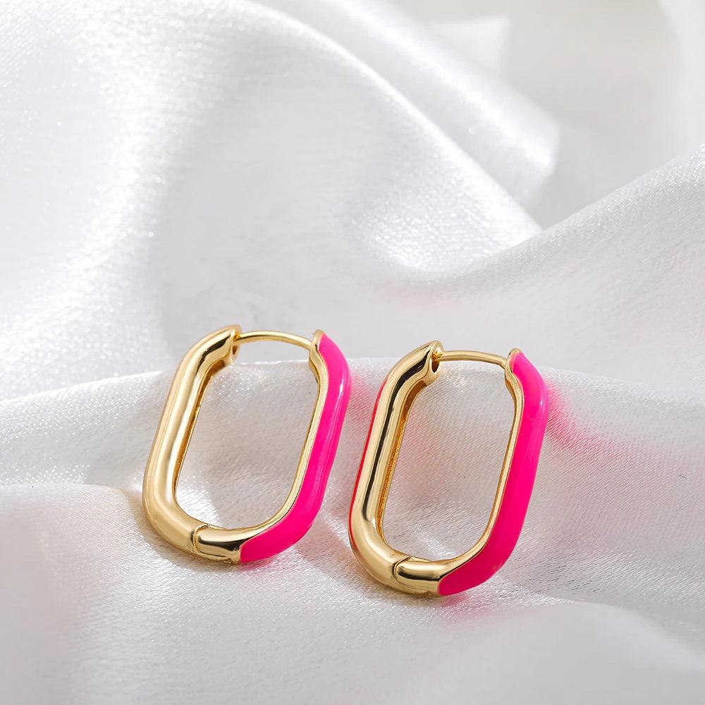 Ladies Elegant U-Shaped Hoop Earrings rose by HitMyNeed
