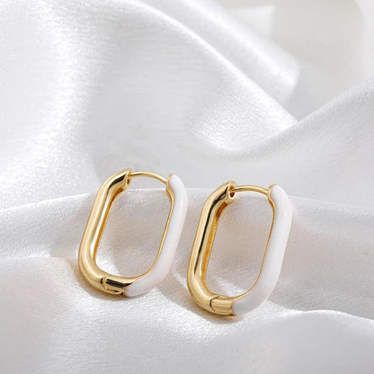 Ladies Elegant U-Shaped Hoop Earrings white by HitMyNeed