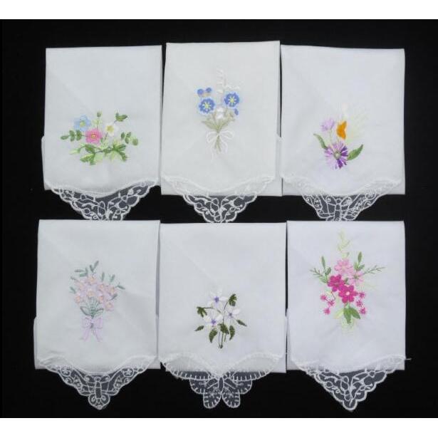 Ladies Embroidered Cotton Handkerchiefs (3 Pack) by HitMyNeed