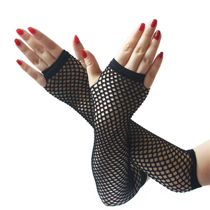 Ladies Fishnet Arm Warmer Fingerless Gloves by HitMyNeed