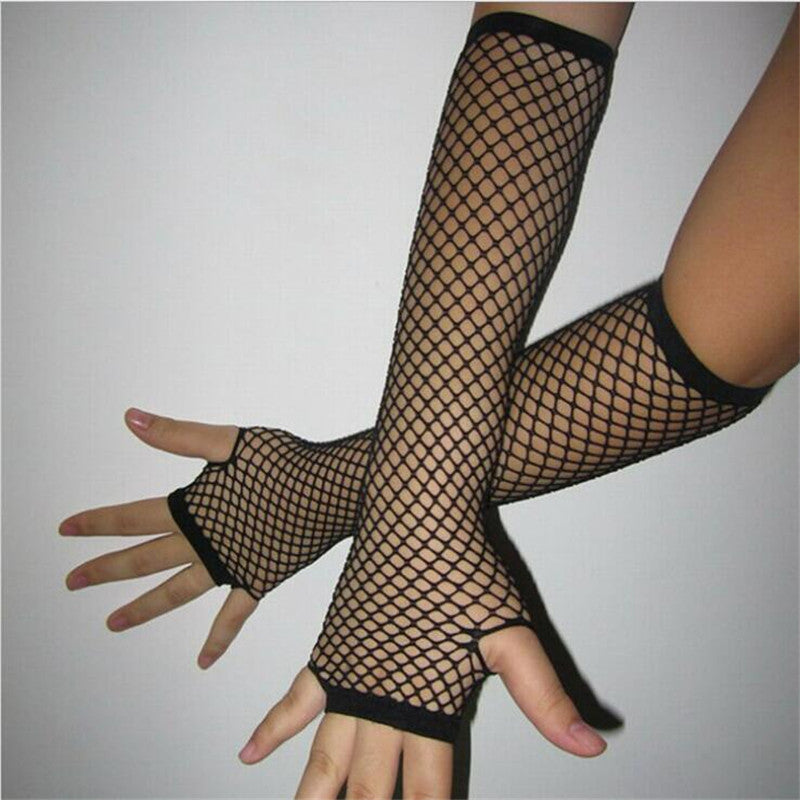 Ladies Fishnet Arm Warmer Fingerless Gloves by HitMyNeed