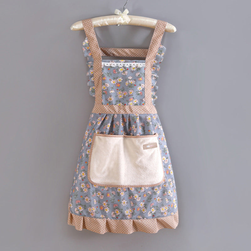 Ladies Floral Apron with Pocket blue by HitMyNeed