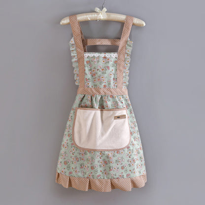 Ladies Floral Apron with Pocket green by HitMyNeed