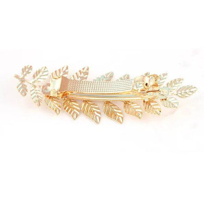 Ladies Leaf Hair Barrette Clip - Gold Tone Alloy by HitMyNeed