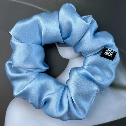 Ladies Mulberry Silk Hair Scrunchie 3-5cm-b-baby-blue by HitMyNeed
