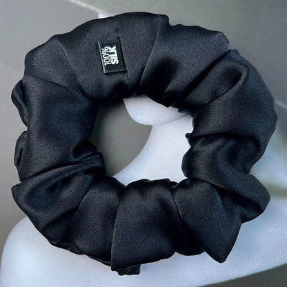 Ladies Mulberry Silk Hair Scrunchie 3-5cm-b-black by HitMyNeed